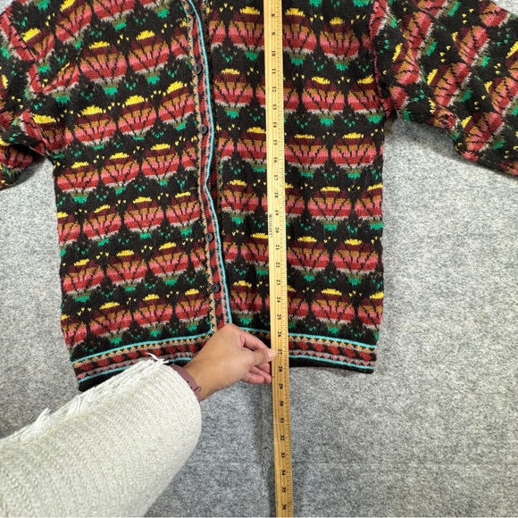 Vintage L.A.M. Alpaca Knit Cardigan Multicolor Size 44 Oversized Boho Relaxed - Picture 10 of 16